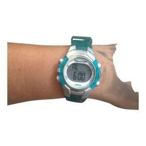 Silver and Blue Digital Watch